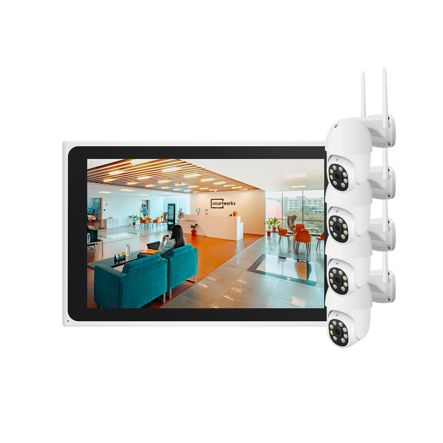 Hankvision Wireless Kit with 10" LCD Screen WiFi NVR Kit with Video Cameras 3MP 4cCH/8CH 2-Way Audio Tuya