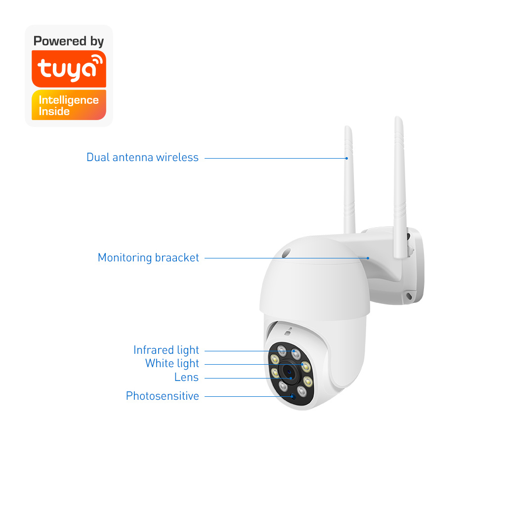3MP Wireless Pan and Tilt WiFi Camera Outdoor Home Security Tuya