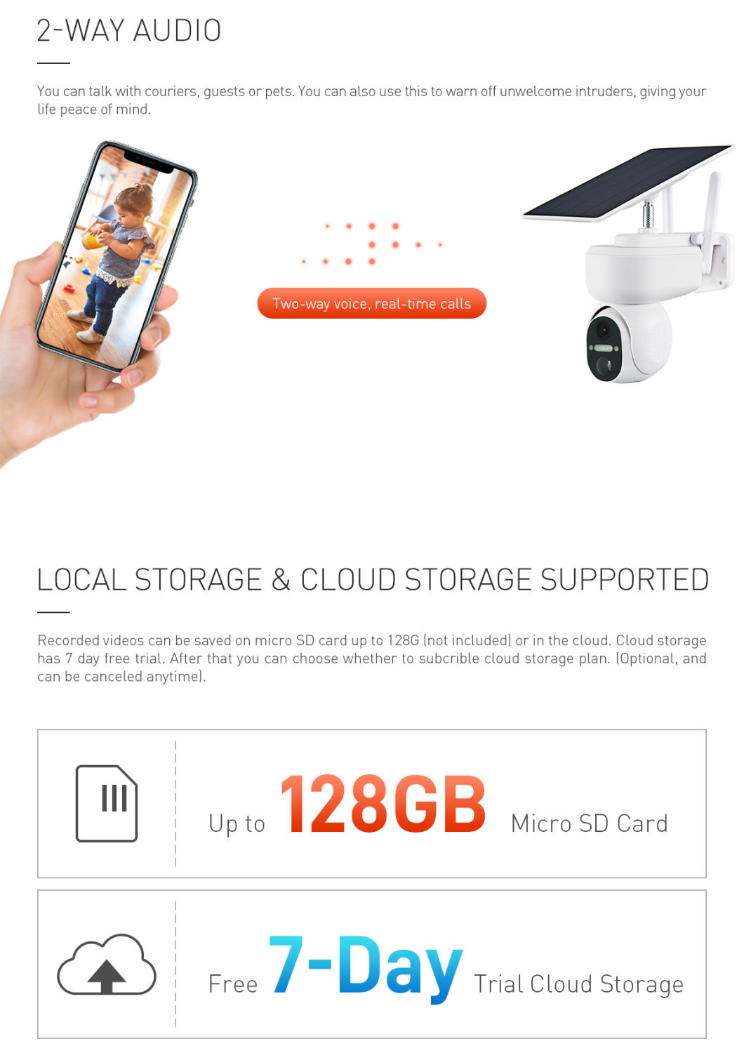 5W Low Power WiFi Solar Camera Intelligent Solar Energy Powered